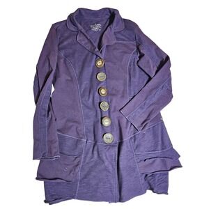 Neon Buddha Purple Mixed Texture Button Up Cardigan Jacket Womens Medium Boho